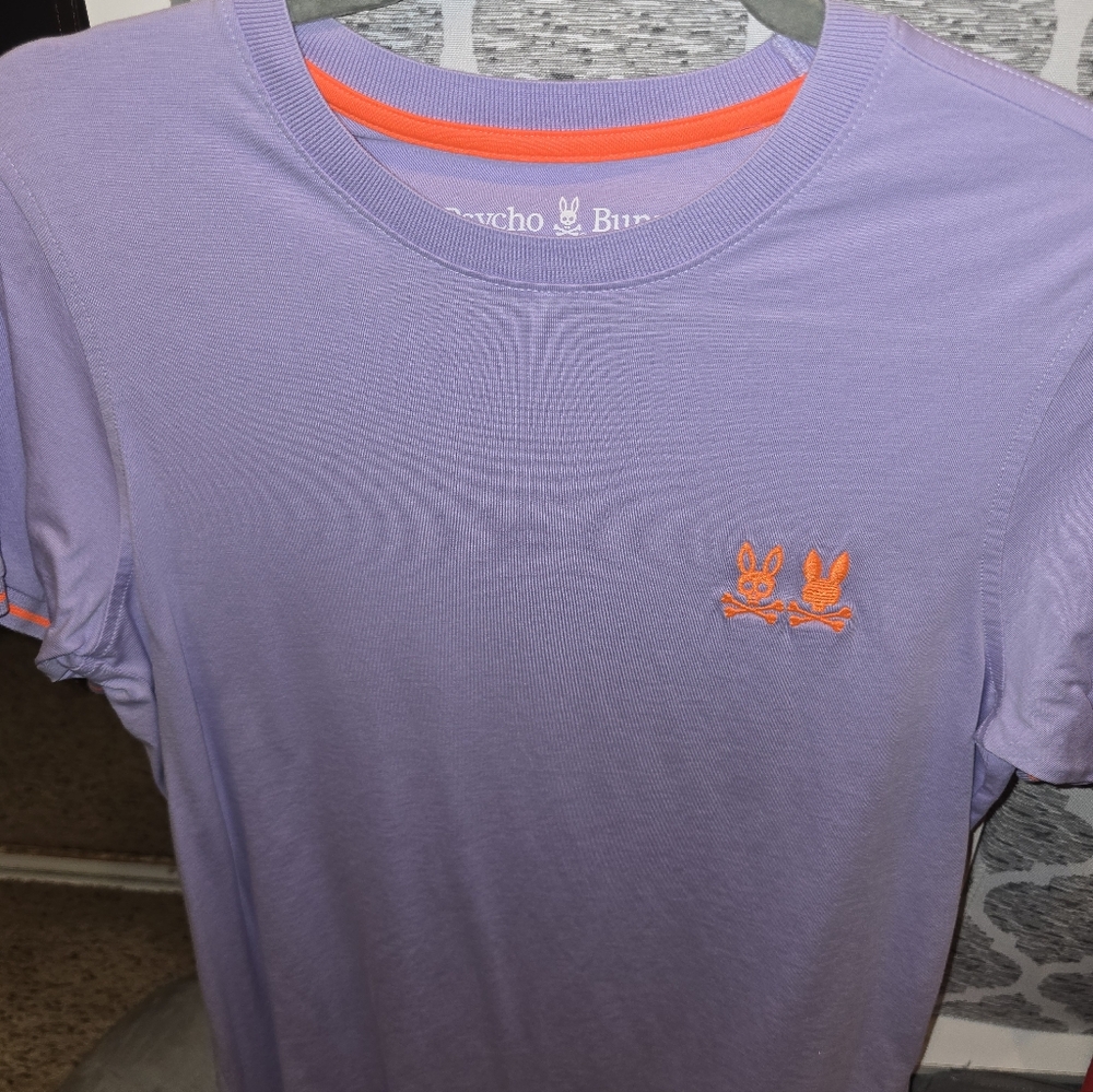 Psycho Bunny Lavender Short Sleeve Crew Tee with Orange Logo